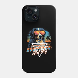 Retro Wave Australian Shepherd Hot Dog Shirt Phone Case