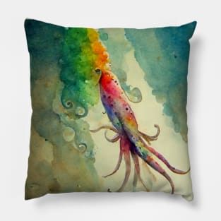 Squid shooting rainbow ink Pillow