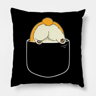 Funny Pocket Corgi Butt Humor Design for Cute Corgi Dog Owner and Lover Gift Pillow