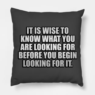 It is wise to know what you are looking for before you begin looking for it Pillow