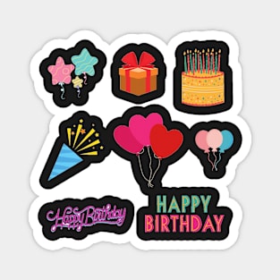 Happy Birthday Stickers Collection Magnet