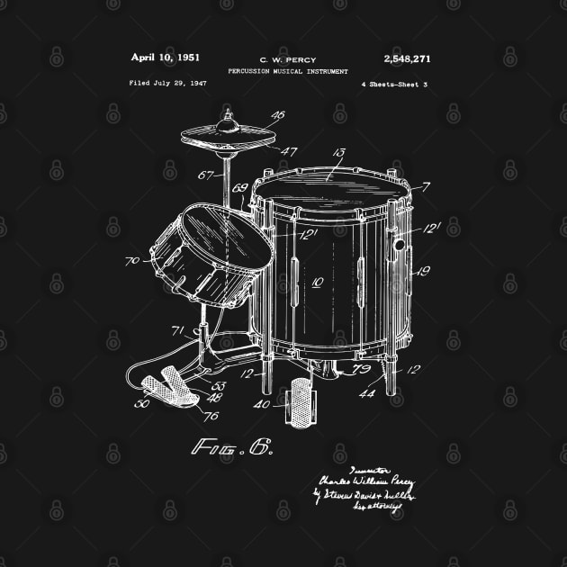 Drum Player Patent Print 1951 by MadebyDesign