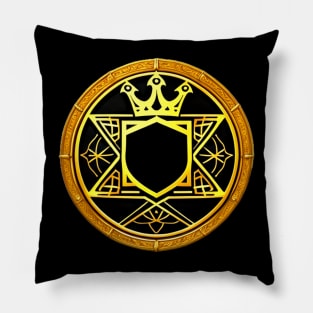 Regal Crest Crowned Shield with Ornate Embellishments Pillow