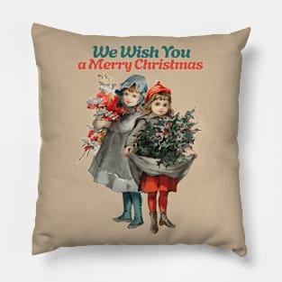 Vintage Merry Christmas Girls Pillow