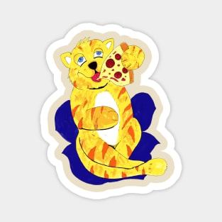 Cat Eating Pizza Magnet