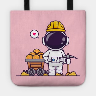 Cute Astronaut Mining Gold Coin Cartoon Tote