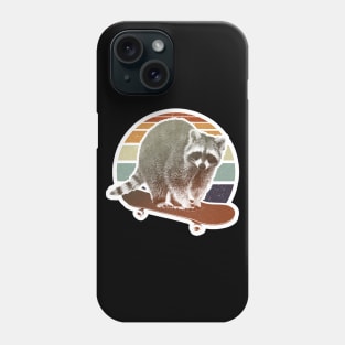 Raccoon on a skateboard retro Phone Case