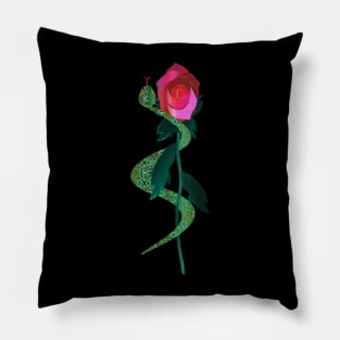 Green Serpent with Red Rose Pillow