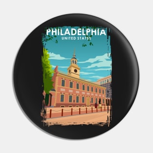 Philadelphia Vintage Minimal Retro Travel Poster Pin