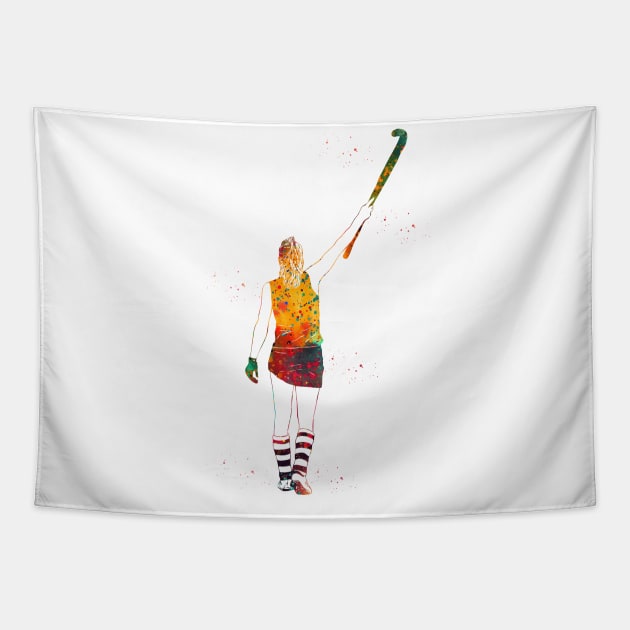 Field Hockey Player Girl Tapestry by erzebeth