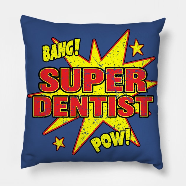 Super Dentist Super Hero Dentistry Power Retro Pillow by Eyes4