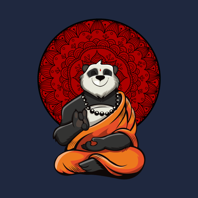 Panda Bear Zen Buddha Yoga Spiritual Cartoon Mandala by underheaven