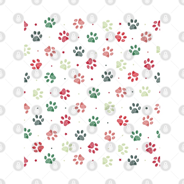 Christmas colored paw prints by GULSENGUNEL