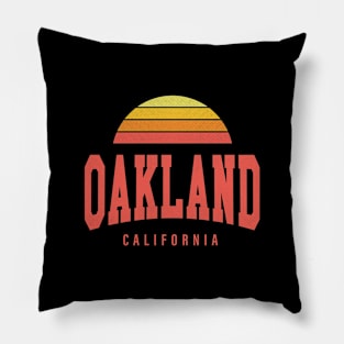 Oakland, California - CA Retro Sunrise/Sunset Pillow