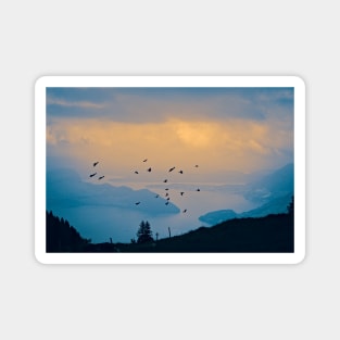 Lake Panorama / Swiss Artwork Photography Magnet