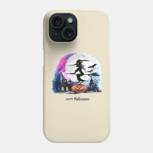 Happy Halloween Flying Witch Phone Case