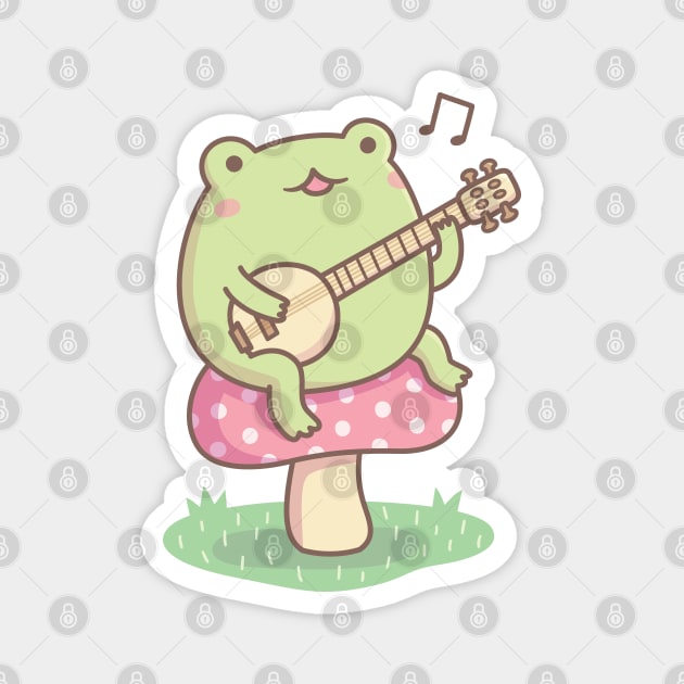 Cute Frog Playing Banjo On Toadstool Magnet by rustydoodle