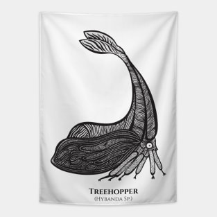 Treehopper Y Horned with Common and Latin Names Tapestry