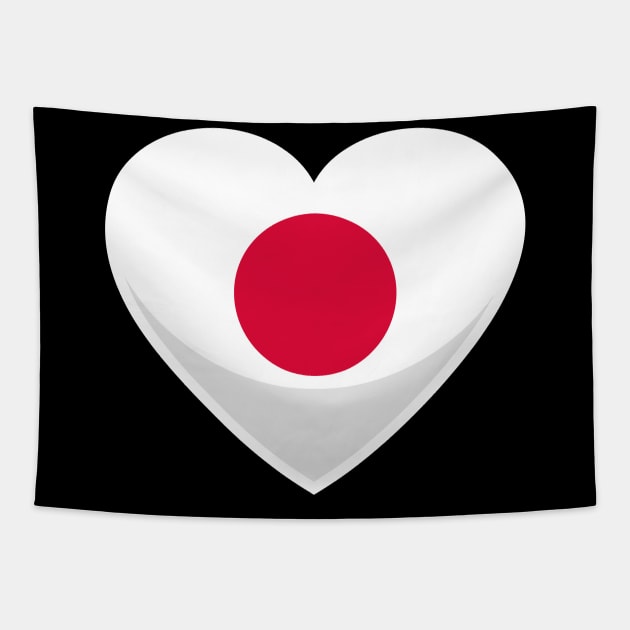 Japan Flag Heart Tapestry by SunburstGeo