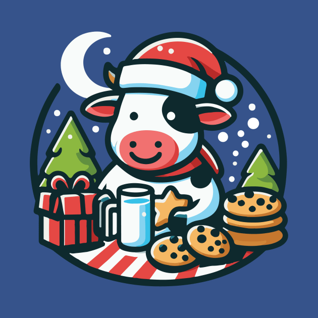 Christmas Cow with Milk and Cookies by WPHmedia