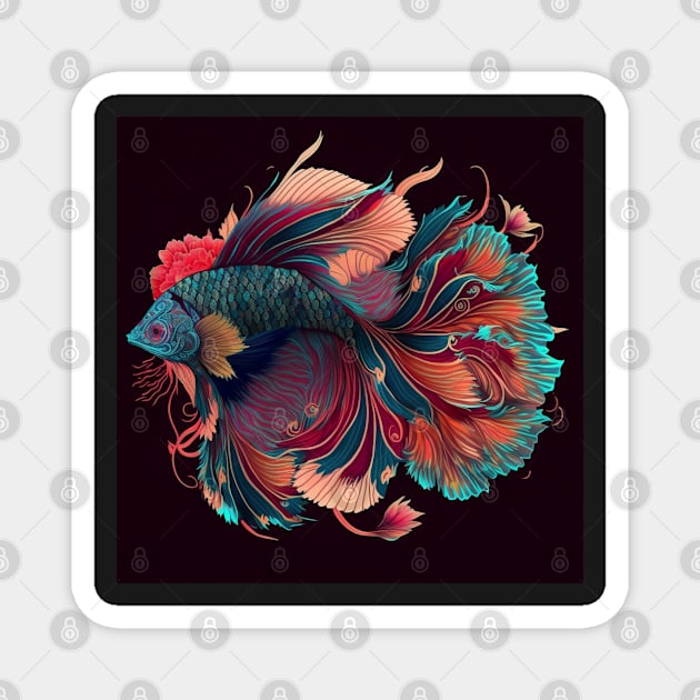 Floral Betta fish Magnet by BloodRubyz