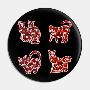 Crystal Group Cat (red) Pin