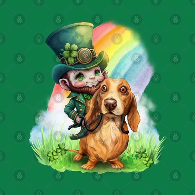 Leprechaun riding a Dachshund by Weenie Riot