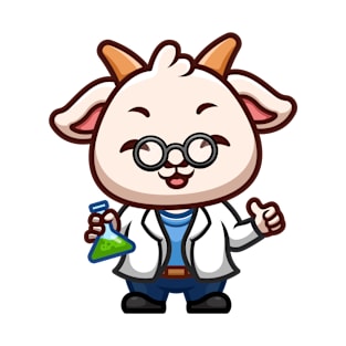 Goat Scientist Cute Cartoon T-Shirt