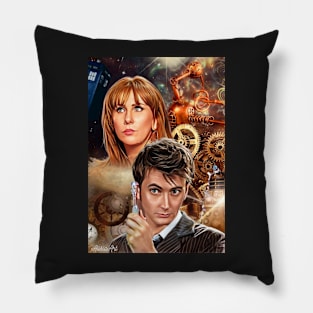 10th Doctor/ time machine steampunk Pillow