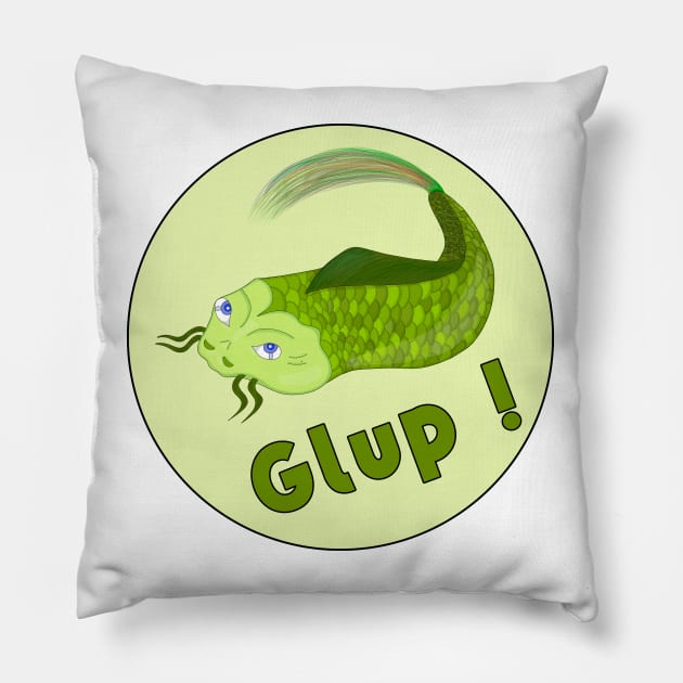 Funny Fishing Glup Pillow by DiegoCarvalho