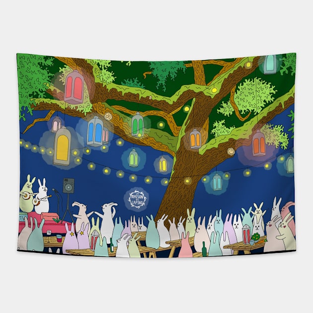 Dancing under Lights of Night Tapestry by lamaisondulapino