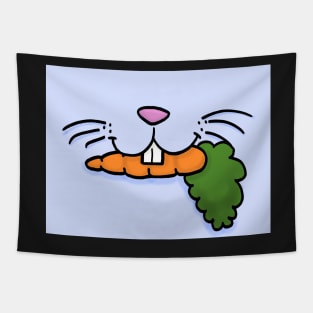 Bunny Mouth With Carrot Face Mask (Blue) Tapestry