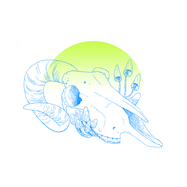 neon goat skull by terastar