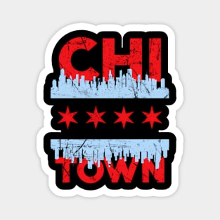 Chi Town Chicago Flag Skyline Magnet