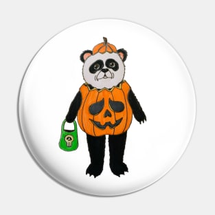 Panda in Jack-O-Lantern Costume Pin