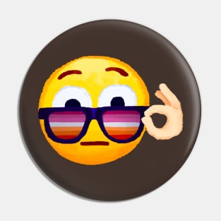 Emoji with Lesbian Flag Sunglasses Pin