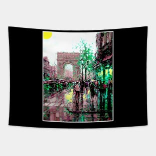 Paris Arc de Triomphe After The Rain Street Scene Print Tapestry