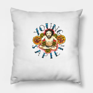 Young Sapien. last podcast traditional tattoo flash Pillow