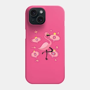 Christmas Flamingo in Midcentury Cartoony style Phone Case