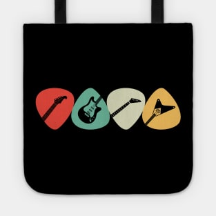 Retro Guitar Picks Electric Guitars Trendy Guitar Player Tote