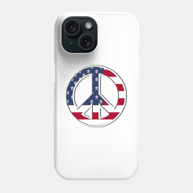 Peace With American Flag Phone Case by m2inspiration