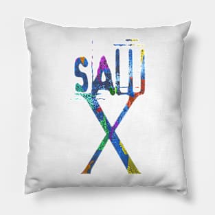 colourful SAW X ( saw 10 ) I Want To Play A Game movie billy puppet Pillow