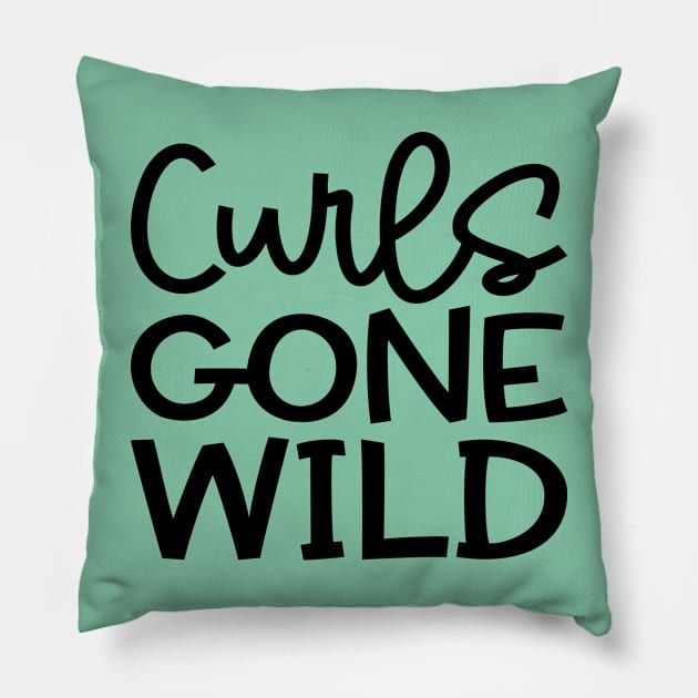 Curls Gone Wild Hairstylist Curly Hair Cute Pillow by GlimmerDesigns