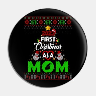 Pregnancy Baby 2023 First Christmas As A Mom Ugly Sweater Pin