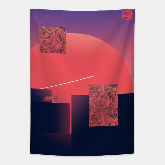 Red sun Tapestry by kamilowanydesign