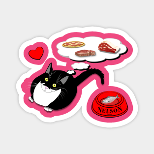 Hungry cat Feed Me Cute Tuxedo Fatty Copyright TeAnne Magnet