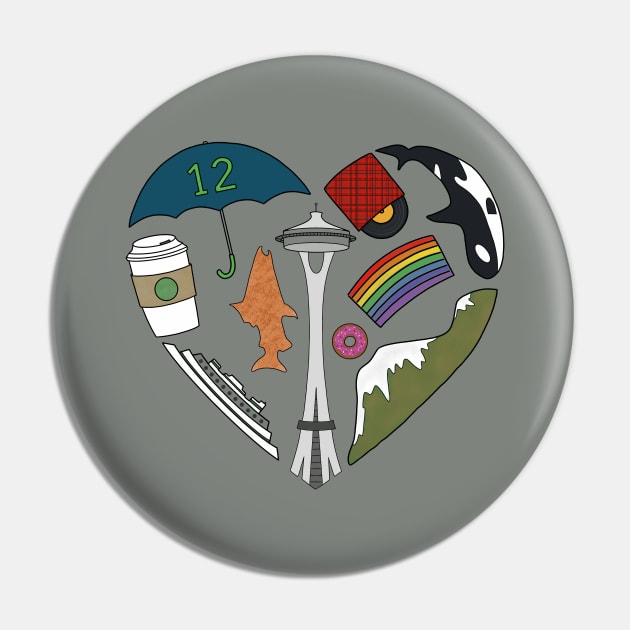 Seattle Love Pin by CupcakeCandice