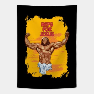 Hallowed be thy gains - Swole Jesus - Jesus is your homie so remember to pray to become swole af! - Golden background Tapestry