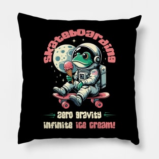 Frog On Skateboard - Funny Frog Skating on Moon Pillow