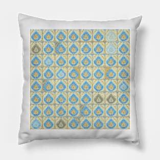 Blue and Brown Tear Drop Pattern Pillow